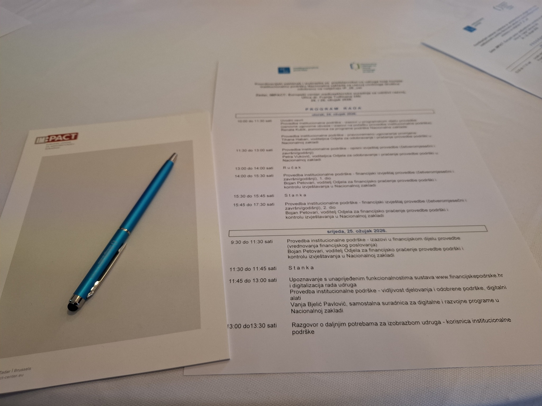 U IMPACT centru (Zadar), 24. i 25. ožujka održan je Koordinacijski sastanak s predstavnicima udruga koje koriste institucionalnu podršku Nacionalne zaklade za razvoj civilnoga društva